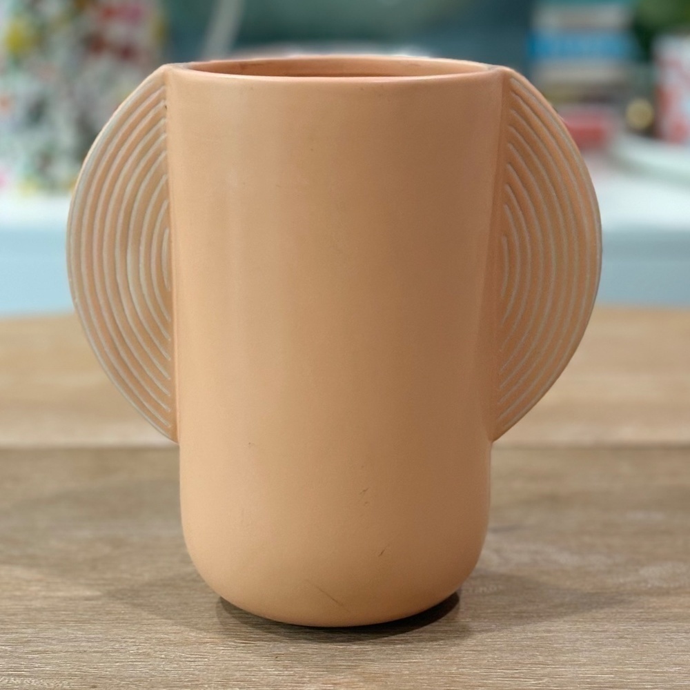 NWT Anthropologie Coral  Handpainted Stoneware Vase, Medium